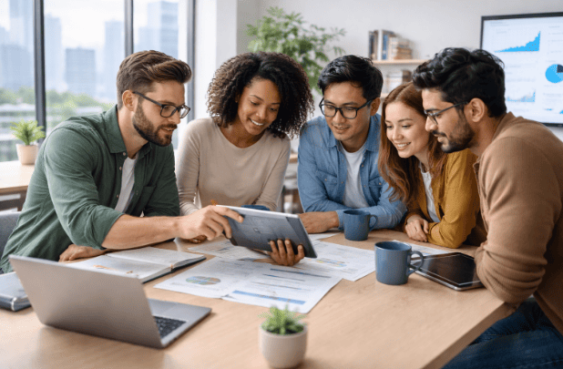 profesionales analizando datos