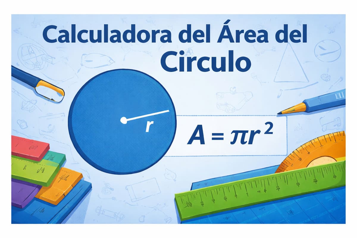 Círculo con radio r y fórmula del área del círculo A = πr² para calcular su superficie